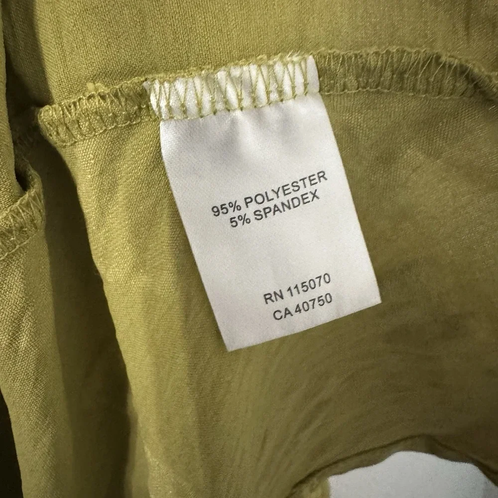 Nina Leonard Textured Tunic M Green Earthy Goblin Lagenlook Patchwork Tab Sleeve